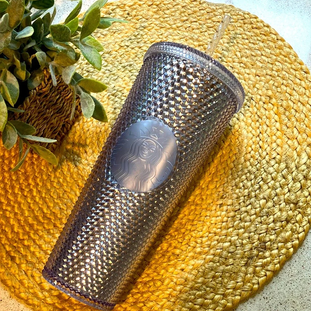 Starbucks Studded Silver Tumbler Cold Cup Venti 24oz